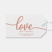 Liefde en Bedankt - Roos Gold Wedding Favor Labels Cadeaulabel (Voorkant (Horizontaal))