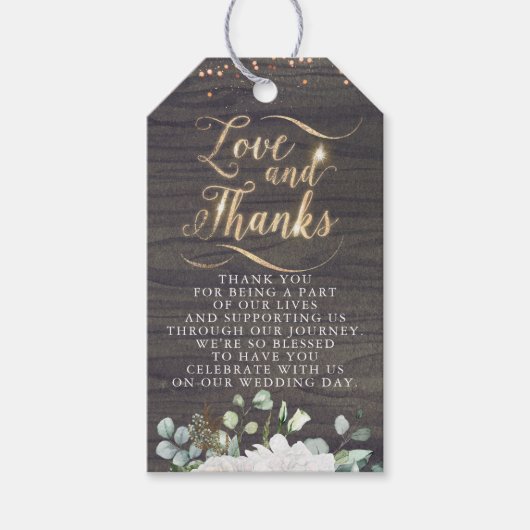 Liefde en Bedankt Rustic Floral Pumpkin Fall Weddi Cadeaulabel (Voorkant)