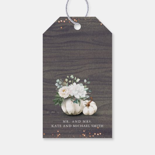 Liefde en Bedankt Rustic Floral Pumpkin Fall Weddi Cadeaulabel (Achterkant)