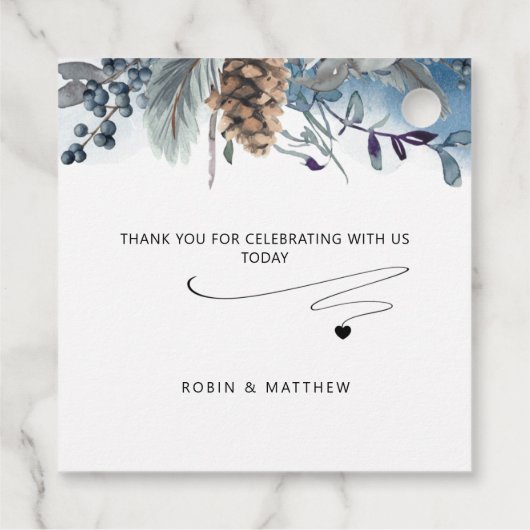 Liefde en Bedankt, Rustiek Dusty Blue Floral Bedankjes Labels (Achterkant)