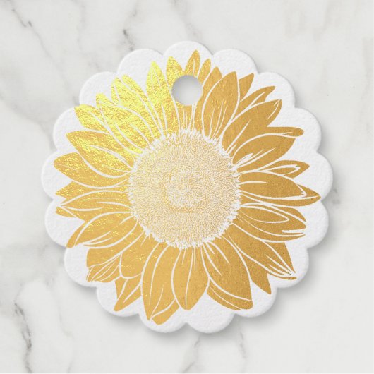 Liefde en Bedankt Rustieke Gouden Folie Zonnebloem Bedankjes Labels (Voorkant)