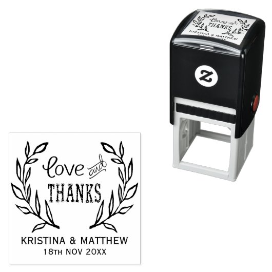 Liefde en Bedankt Rustieke Krans Zelfinkt Stempel (In situ)