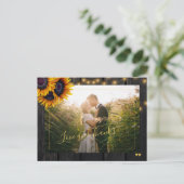 Liefde en bedankt rustieke zonnebloem bruiloft dan briefkaart (Staand voorkant)