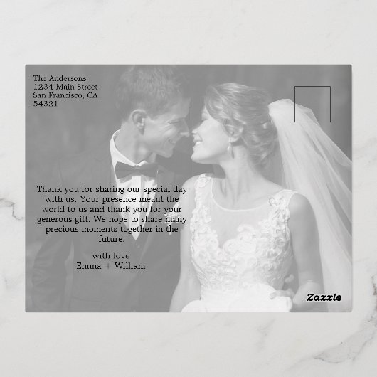 Liefde en Bedankt Script Foto Bruiloft Overlay Folie Feestdagen Briefkaart (Achterkant)