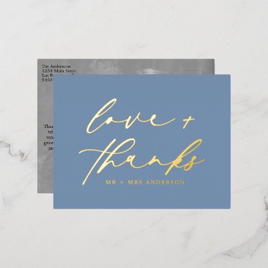 Liefde en Bedankt Script Foto Bruiloft Overlay Folie Feestdagen Briefkaart (Voorkant / Achterkant)