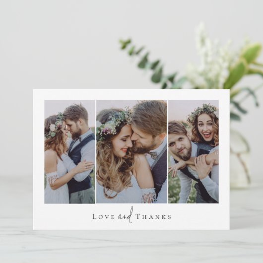 Liefde en Bedankt Script Triptiek Fotobruiloft (Staand voorkant)