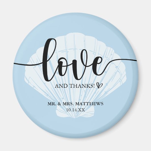 Liefde en Bedankt Seashell Wedding Dank je Magnet Magneet (Voorkant)