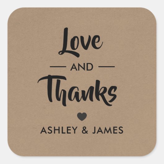 Liefde en Bedankt sticker, weddenschap, Label, Kra Vierkante Sticker (Voorkant)