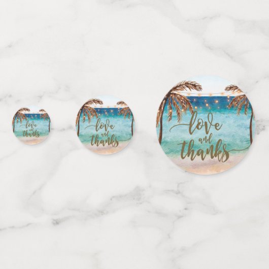 Liefde en bedankt strandtafel confetti feest (Achterkanten)