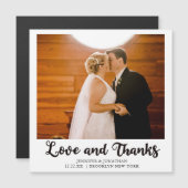 Liefde en Bedankt Trouwfoto Chic Magnet Kaart (Voorkant / Achterkant)