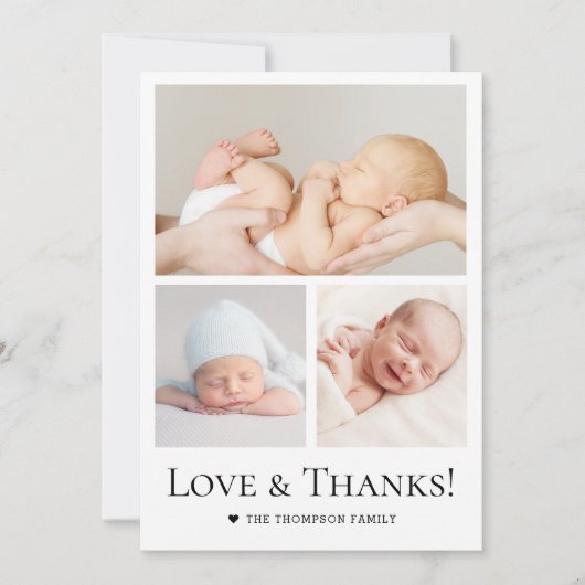 Liefde en Bedankt Typografie Foto Grid Baby Boy (Voorkant)