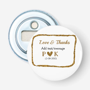 Liefde en bedankt voegen koppelnaam gouden zwarte  button flesopener