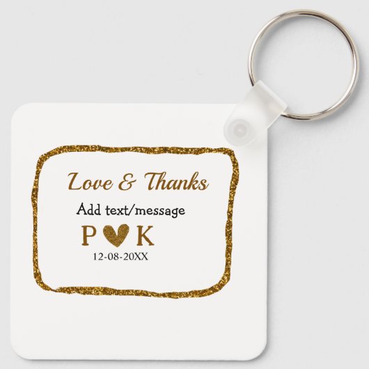 Liefde en bedankt voegen koppelnaam gouden zwarte sleutelhanger (Achterkant)