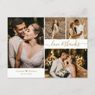 Liefde en Bedankt White Gold Wedding Hartelijk dan Briefkaart