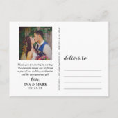 Liefde en Bedankt Wit Script Sepia Foto Dank U Briefkaart (Achterkant)