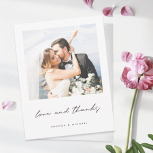 Liefde en Bedankt zwarte witte rand Foto bruiloft