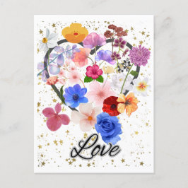 Liefde en bloemen briefkaart