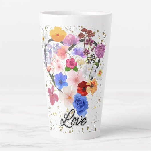 Liefde en bloemen latte mok (Voorkant)