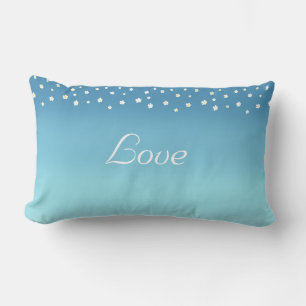 Liefde en bloemen op ocean blue verloop kussen