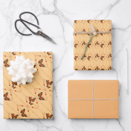 Liefde en Butterflies in sinaasappel Inpakpapier Vel