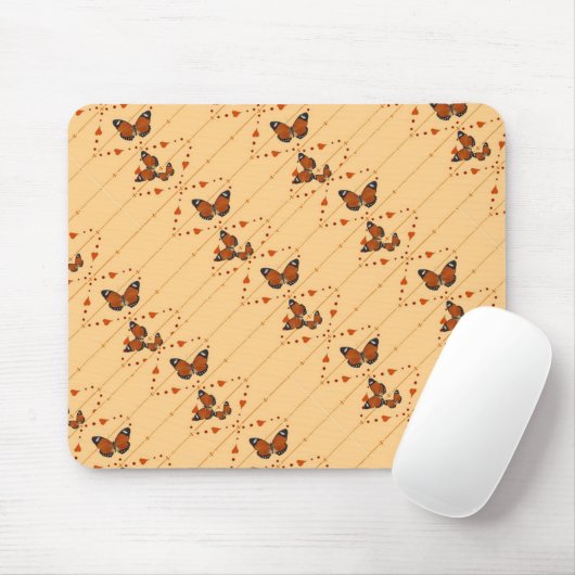 Liefde en Butterflies in sinaasappel Muismat (Met muis)