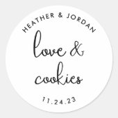 Liefde en Cookies Bruiloft Cookie Bag Favor Ronde Sticker (Voorkant)