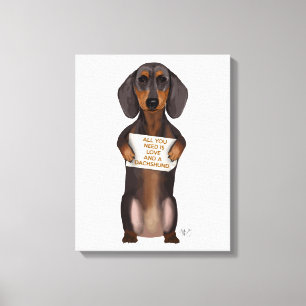 Liefde en Dachshund Canvas Afdruk