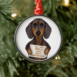 Liefde en Dachshund Metalen Ornament