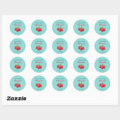Liefde en Dank Custom Ronde Sticker met Framboos (Vel)