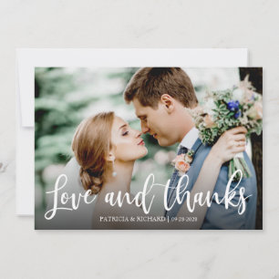 Liefde en dank elegante foto bruiloft bedankt kaart