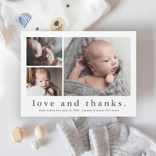 Liefde en Dank Foto Baby Aankondiging Bedankt