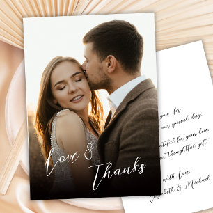 Liefde en Dank Handgeschreven Script Foto Huwelijk Bedankkaart