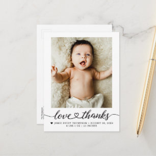 Liefde en Dank hart script Foto Geboorte sterren Briefkaart