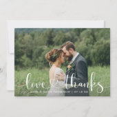 Liefde en Dank Hart Script Trouwfoto Bedankkaart (Voorkant)