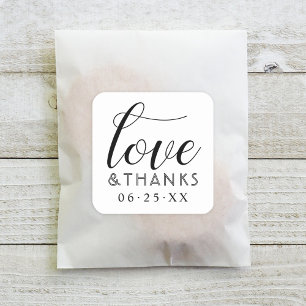 Liefde en Dank Modern Witte Trouwdag Vierkante Sticker