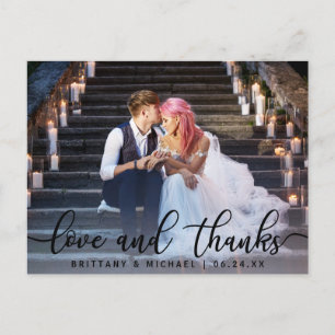 Liefde en Dank   Moderne Trouwfoto Dankjewel Briefkaart