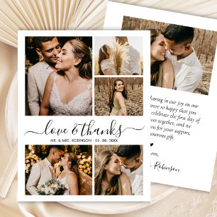 Liefde en Dank Script 6 Foto Collage Bruiloft Bedankkaart