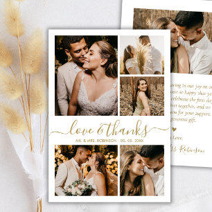 Liefde en Dank Trouwfoto Collage Bruiloft Bedankkaart