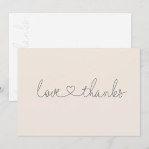 Liefde en dankbaarheid Hart schrift baby shower cr Bedankkaart