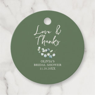 Liefde en Dankbaarheid Script Eucalyptus Bruidsdou Bedankjes Labels