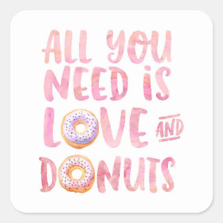 Liefde en Donuts Vierkante Sticker