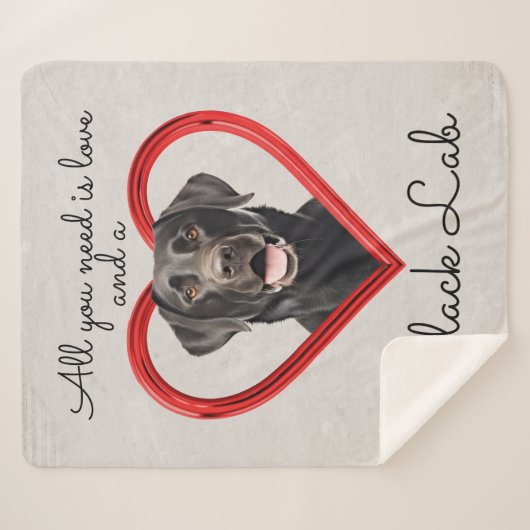 Liefde en een zwart lab sherpa deken (Voorkant (horizontaal))