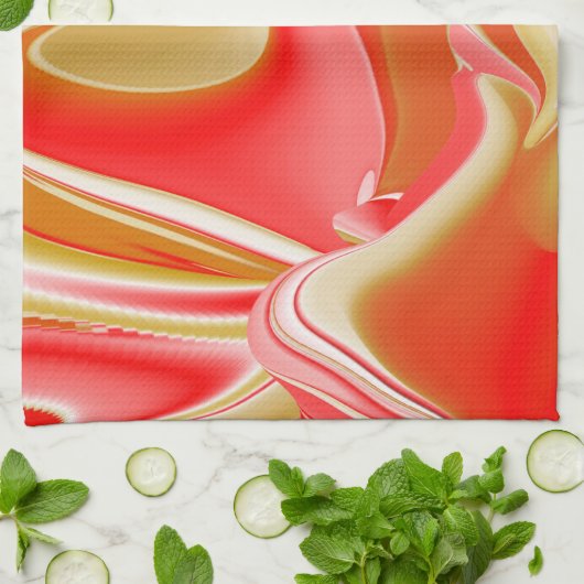 Liefde en Goud Abstract 3D Rainbowart Theedoek (Gevouwen)