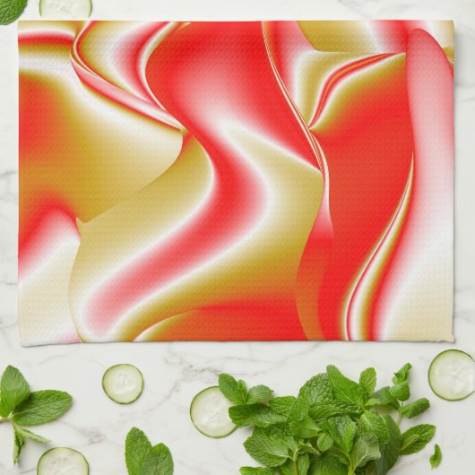 Liefde en Goud Abstract 3D Rainbowart Theedoek (Gevouwen)