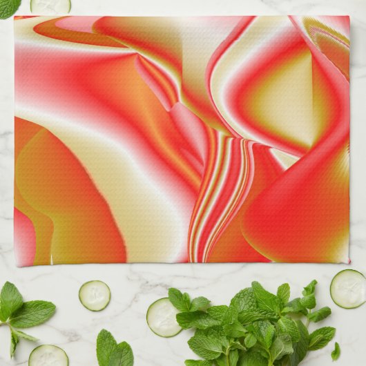 Liefde en Goud Abstract 3D Rainbowart Theedoek (Gevouwen)