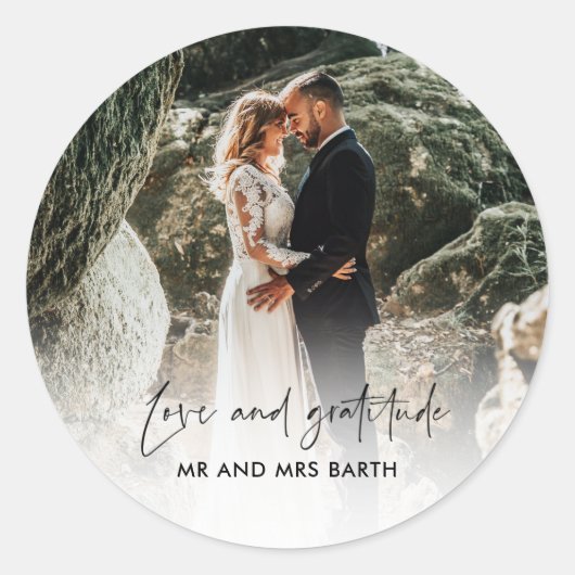 Liefde en Gratitude Wedding Favor Stickers (Voorkant)