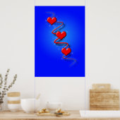 Liefde en hart op blauw poster (Keuken)