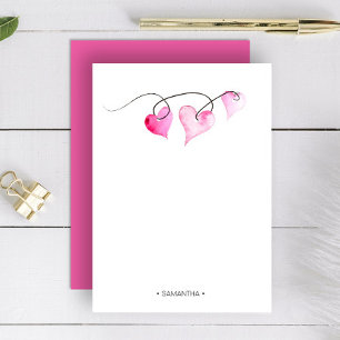 Liefde en Hartjes Persoonlijke Roze Notitiekaart Notitiekaartje
