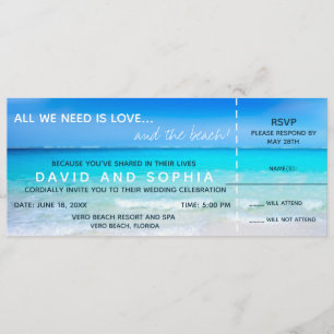 Liefde en het Beach Boarding Pass Wedding RSVP Kaart