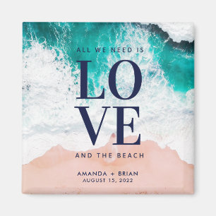 Liefde en het Beach Coastal Wedding Favor Magneet